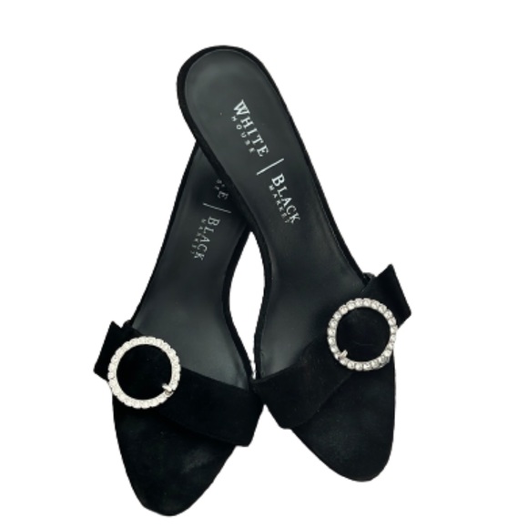 White House Black Market Shoes - White House Black Market black suede leather kitten heel size 8